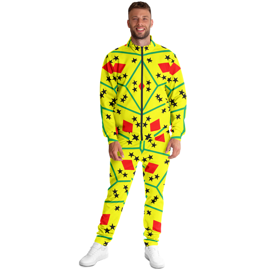 Men's Red Yellow Green Black Stars Track Jacket and Pants