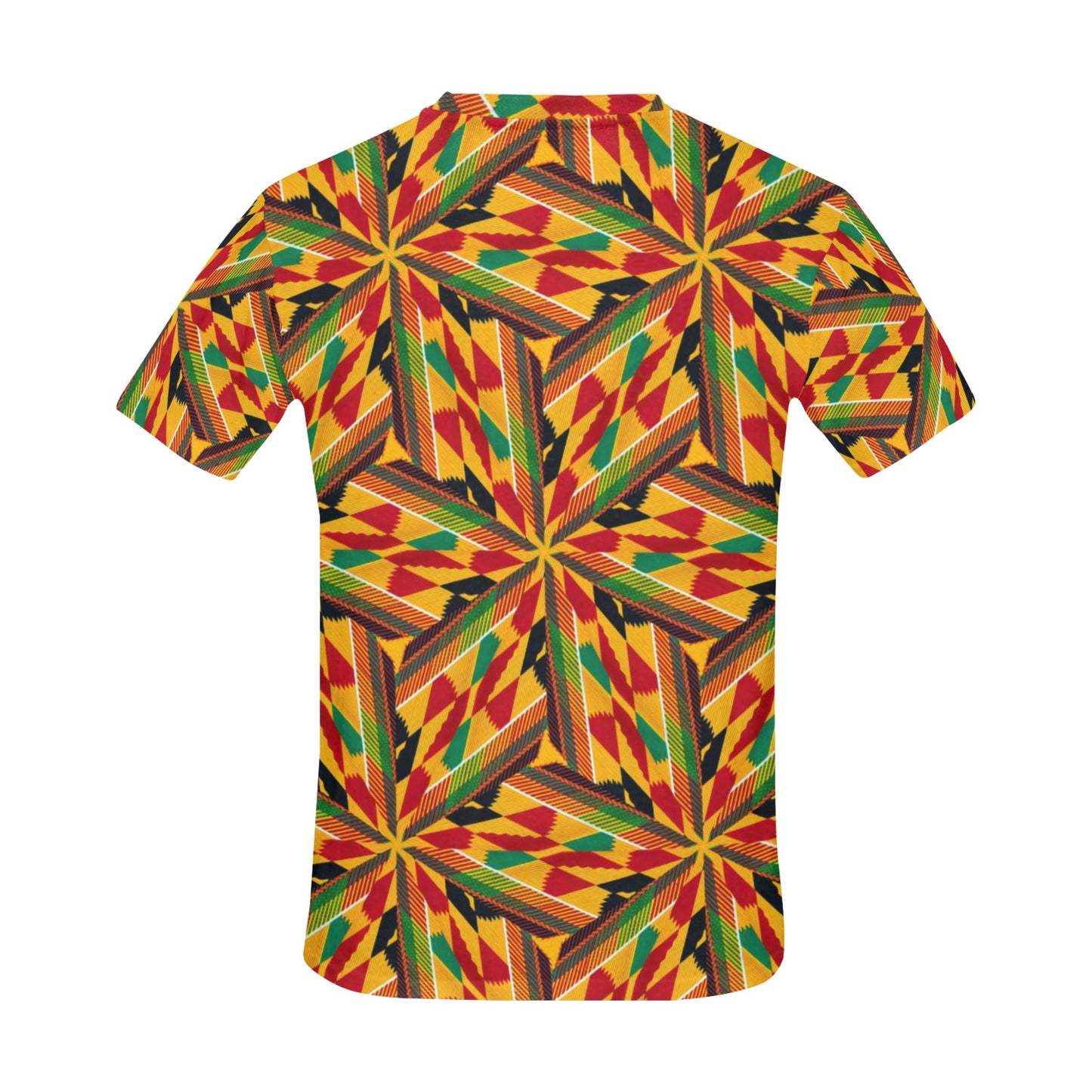 Men's Vibrant African Kente Geometric All-Over Print All Over Print Crew Neck T-Shirt