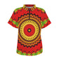 Women's Red Tribal Kaleidoscope Pattern All Over Print Zipper Polo Shirt