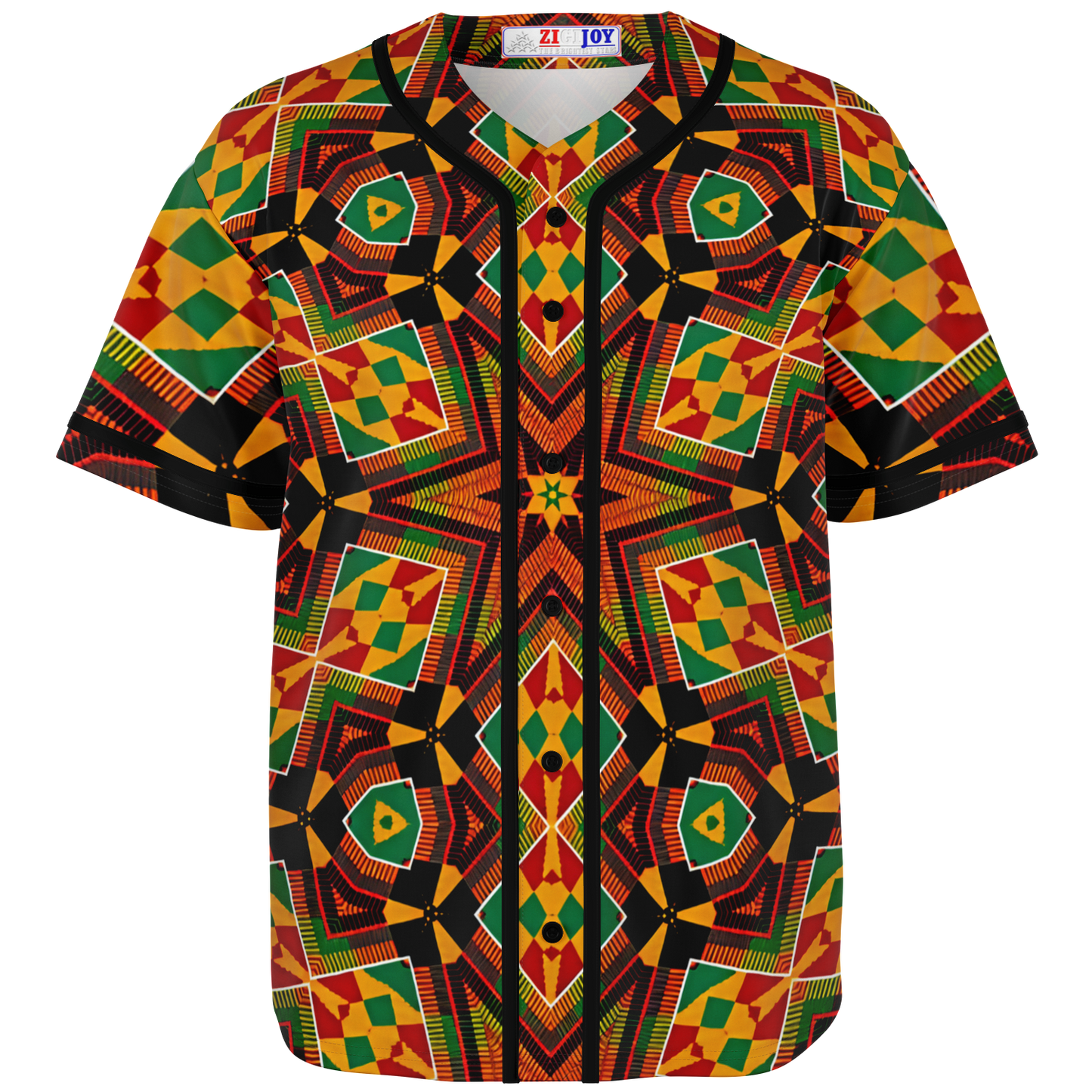 Men's African Kente Geometric Star Pattern All-Over Print Baseball Jersey