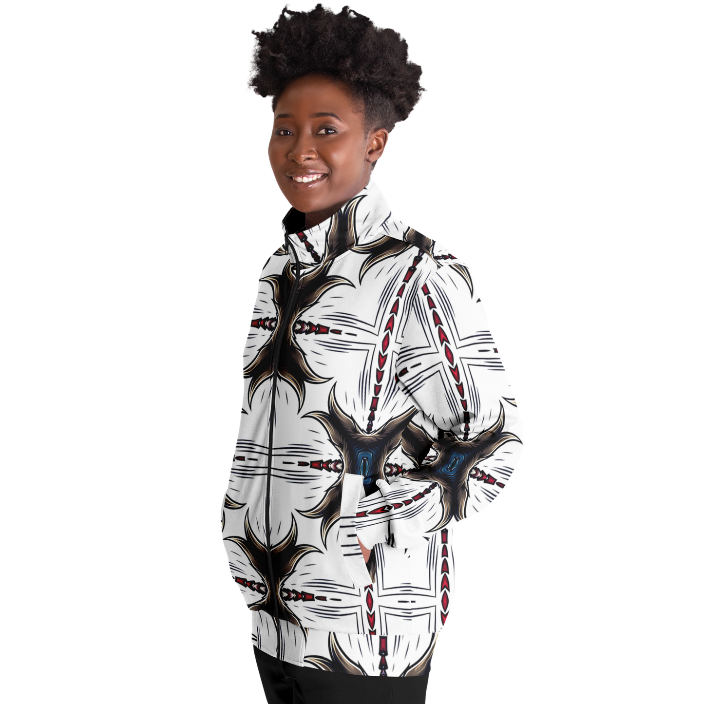 Women's Abstract Symmetry Pattern Polyester Track Jacket