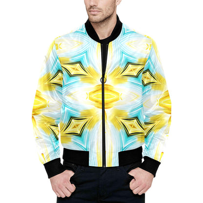 Men's Vibrant Kaleidoscope Geo Pattern All-Over Print Bomber Jacket