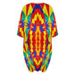 Women's Bold Rainbow Kente-Inspired Geometric Pattern All Over Print Oversized T- Shirt Loungewear
