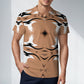 Men's Brown Tribal Wave Pattern All-Over Print Premium Ice Silk Polo Shirt