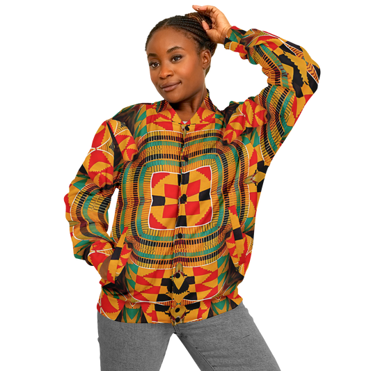 Women's Vibrant African Kente-Inspired Pattern All-Over Print Baseball Jacket