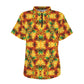 Women's Vibrant African Kente Geometric Pattern All Over Print Zipper Polo Shirt