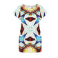 Women's Vibrant Kaleidoscope Geo Pattern All-Over Print Round Neck Pocket Casual Dress