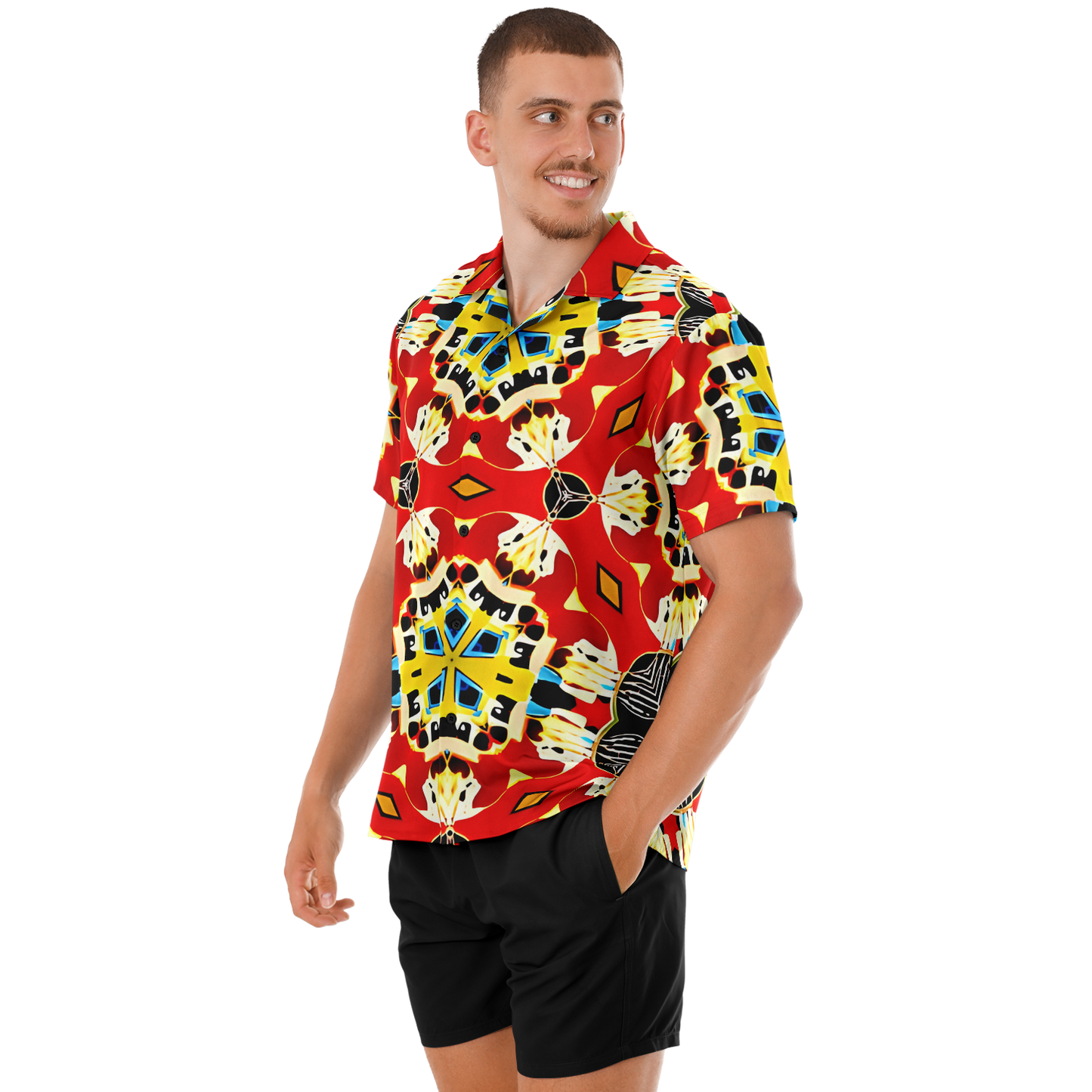 Men's Spread Collar Short Sleeve Button-Down Shirt