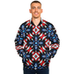 Men's Red White Blue Geometric Pattern All-Over Print Baseball Jacket