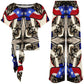 Women's Patriotic Stars & Cross Kaleidoscope Pattern All-Over Print Side-Tie Short Sleeve Top & Wide-Leg Pants Set