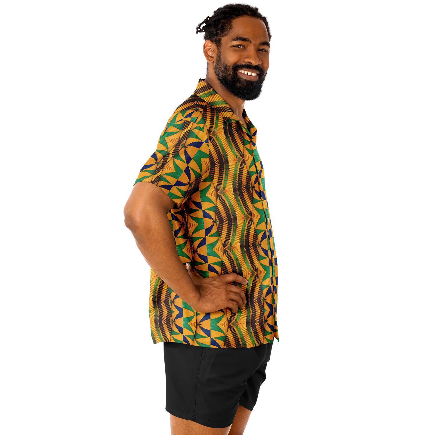 Men's Spread Collar Short Sleeve Button-Down Shirt.