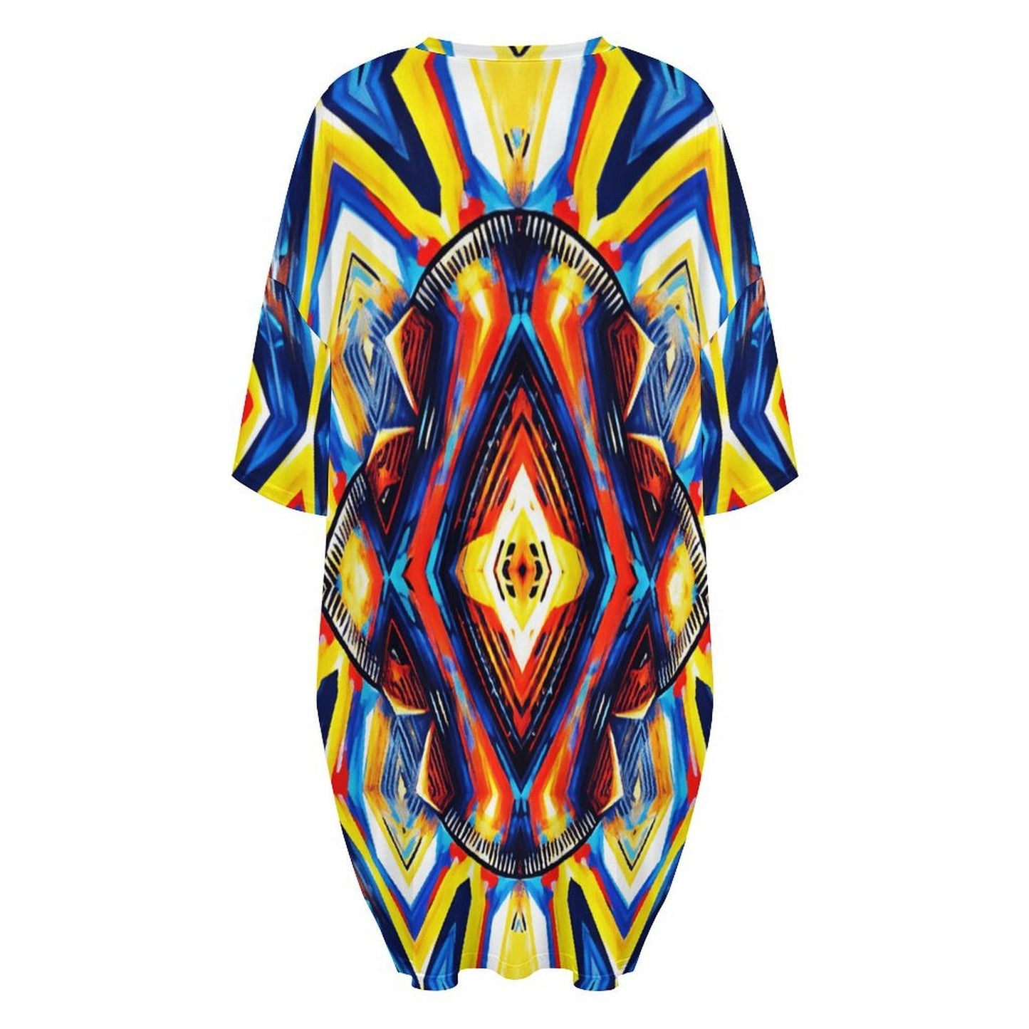 Women's Colorful Geometric Kaleidoscope Pattern Design All Over Print Women's Oversized T- Shirt Loungewear