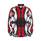 Men's Abstract Red, White & Black Pattern All-Over Print All Over Print Men's Striped Trim Bomber Jacket