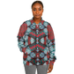 Women's Red, Green & White Teal Aztec Geo Pattern All-Over Print Baseball Jacket