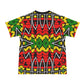 Men's Ghana Flag & Black Star Pattern All-Over Print Ribbed Collar T-Shirt