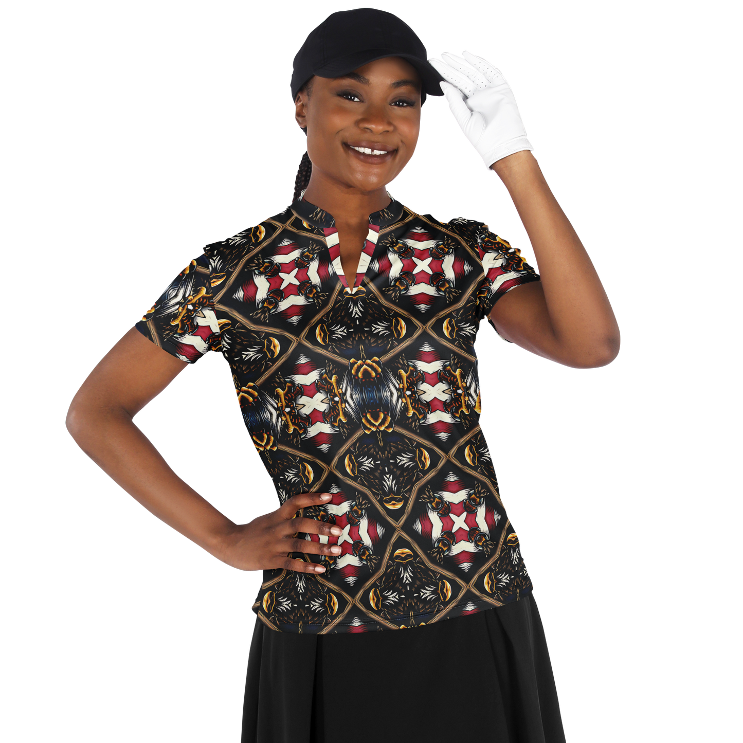 Women's Stand Up Collar Polyester Polo Shirt