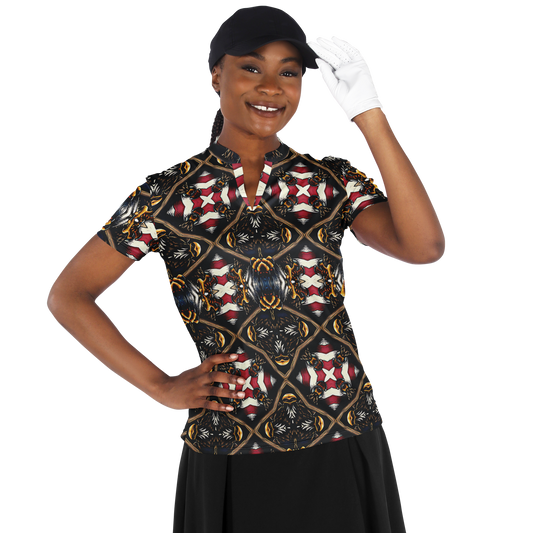 Women's Stand Up Collar Polyester Polo Shirt