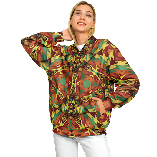 Women's Bold Tribal Kaleidoscope Pattern All Over Print Baseball Jacket