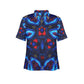 Women's Blue & Red Kaleidoscope Pattern All Over Print Polo Shirt