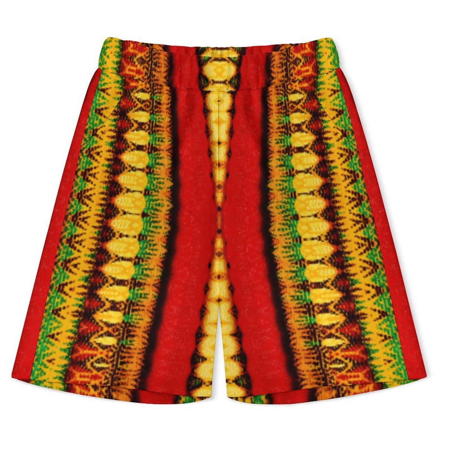 Men's Red Bold Tribal Pattern All-Over Print Zip-Up Polo Set