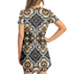 Women's Neutral Geometric Floral Pattern All Over print T-Shirt Dress