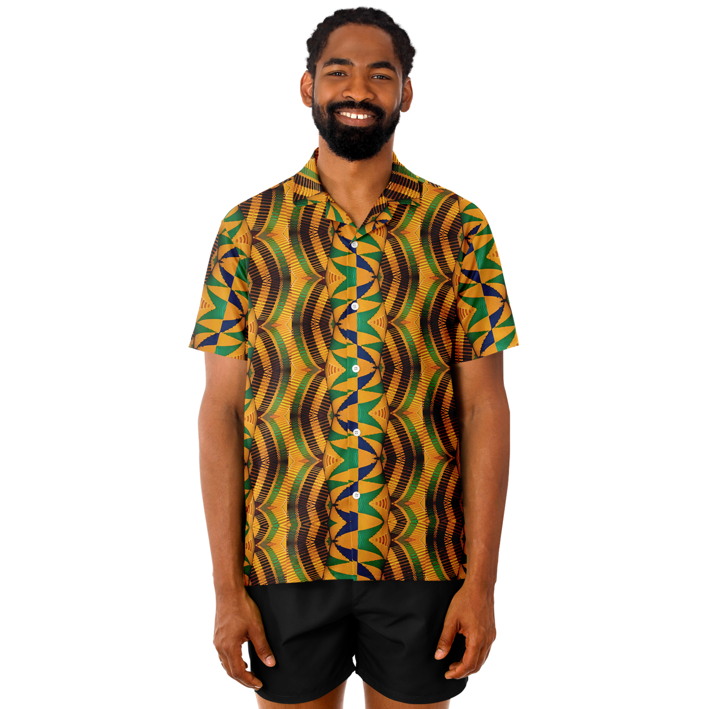 Men's Spread Collar Short Sleeve Button-Down Shirt.