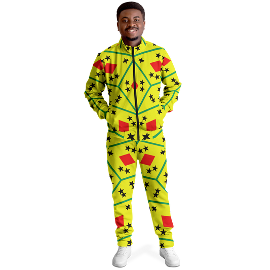 Men's Red Yellow Green Black Stars Track Jacket and Pants