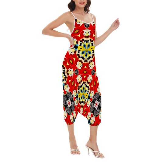 Woman High-waisted Straight Leg Pant Strappy Romper