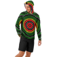 Men's Green Striped with Vibrant Accent Pattern All Over print Long Sleeve Hooded Performance Shirt