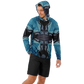 Men's Abstract Blue Geometric Design All Over Print Long Sleeve Hooded Performance Shirt