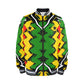 Men's Ghana Flag & Black Star Pattern All-Over Print Striped Trim Bomber Jacket