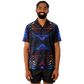 Men's Blue & Red Kaleidoscope Pattern All Over Print Spread Collar Short Sleeve Button-Down Shirt