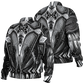 Men's Black & Silver Symmetry Pattern All-Over Print Baseball Jacket