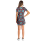 Women's Red, Green & White Teal Aztec Geo Pattern All-Over Print T-Shirt Dress
