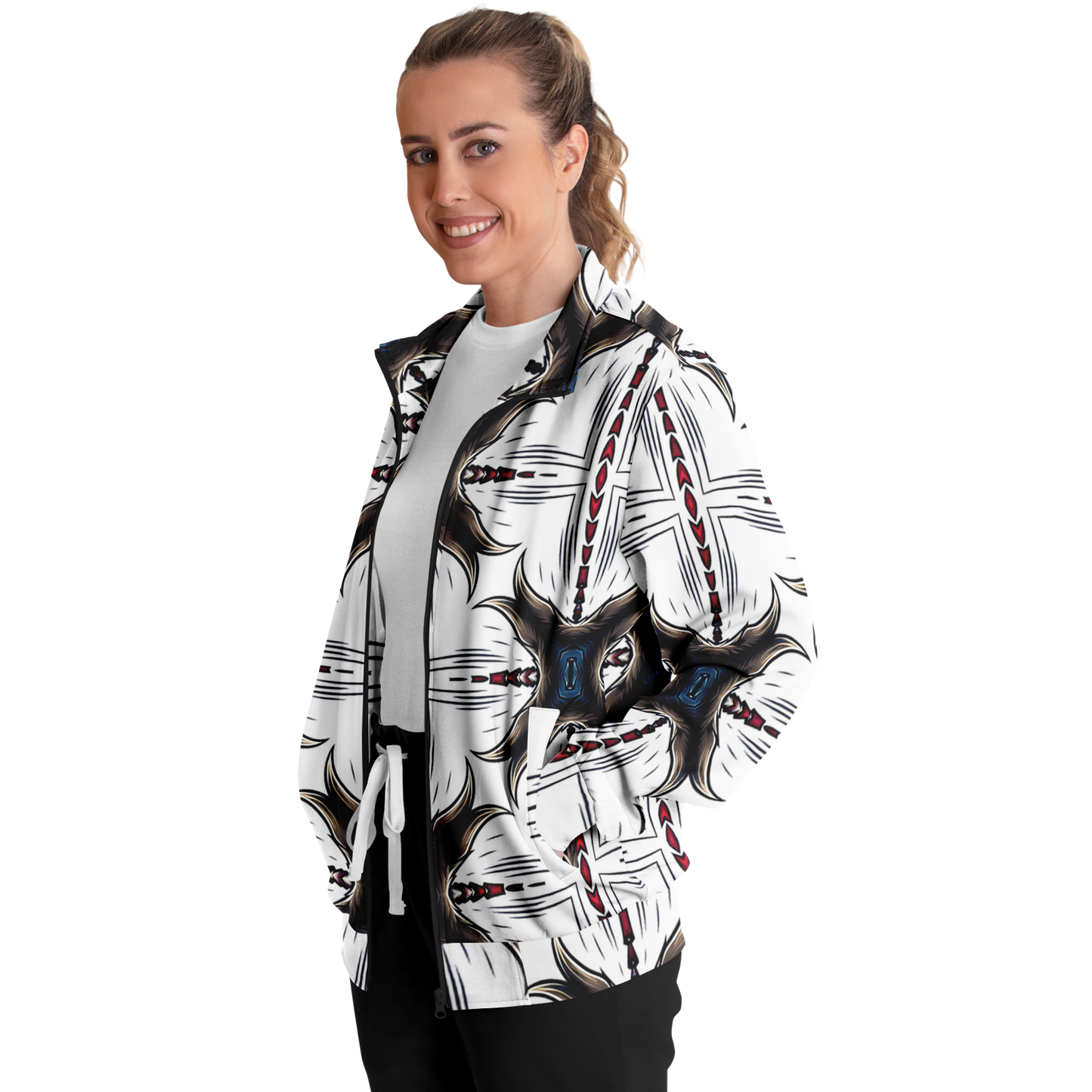 Women's Abstract Symmetry Pattern Polyester Track Jacket