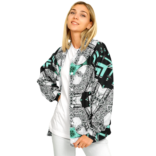 Women's Kaleidoscope Geometric Pattern All Over Print Baseball Jacket
