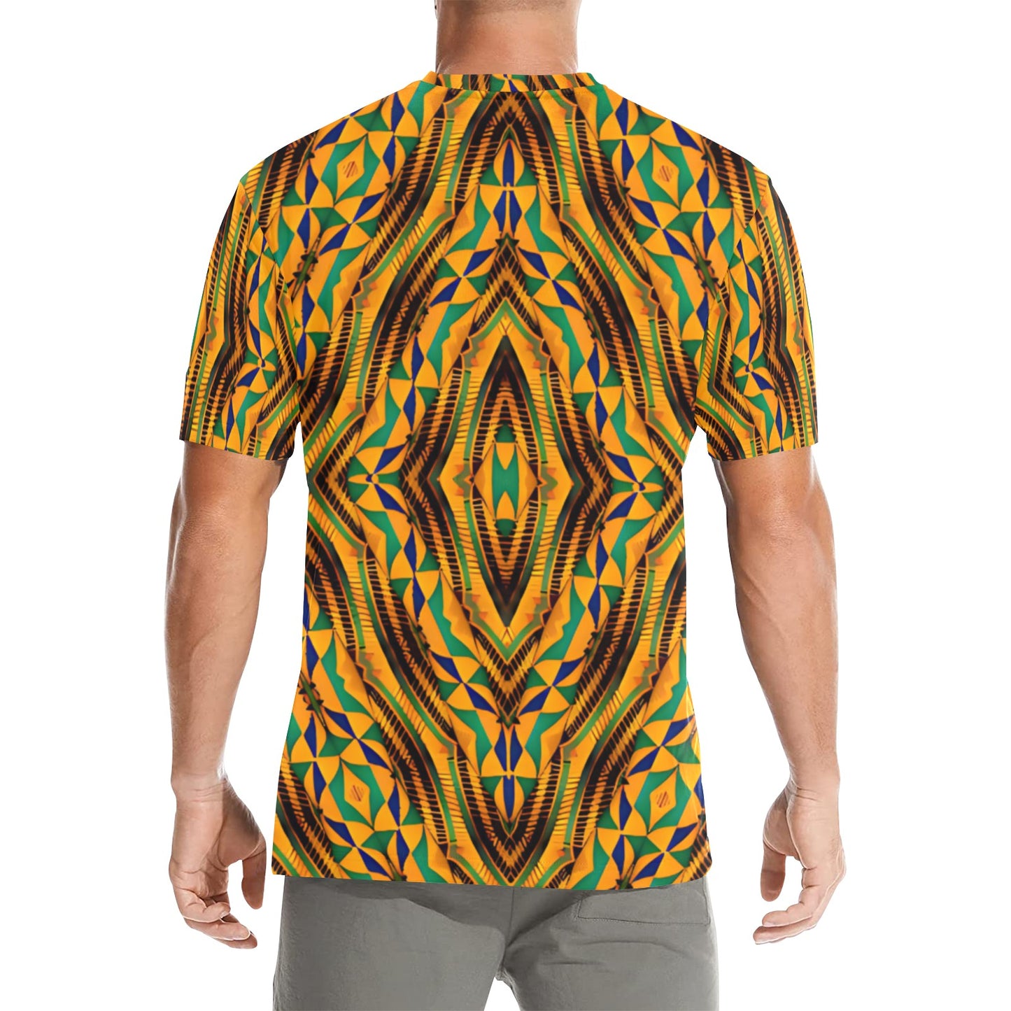 Men's Bold African Kente Inspired Pattern All-Over Print All Over Print Crew Neck T-Shirt