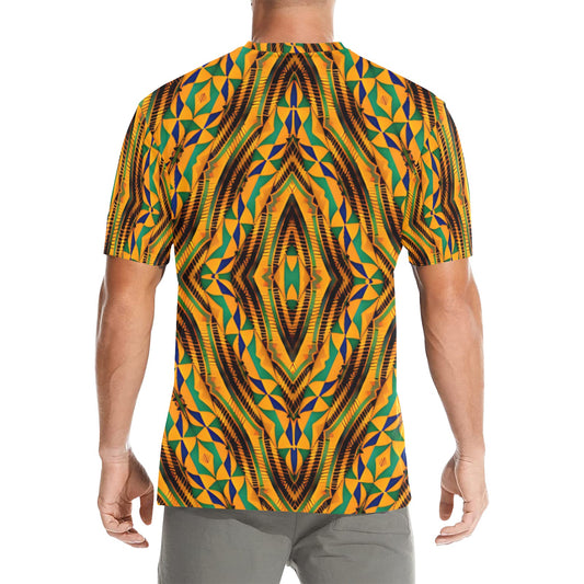 Men's Bold African Kente Inspired Pattern All-Over Print All Over Print Crew Neck T-Shirt