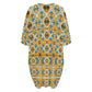 Women's Retro Geometric Tile Pattern All Over Print Oversized T- Shirt Loungewear