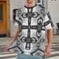 Men's Monochrome Gothic Cross Pattern All Over print All Over Print Ribbed Collar T-Shirt