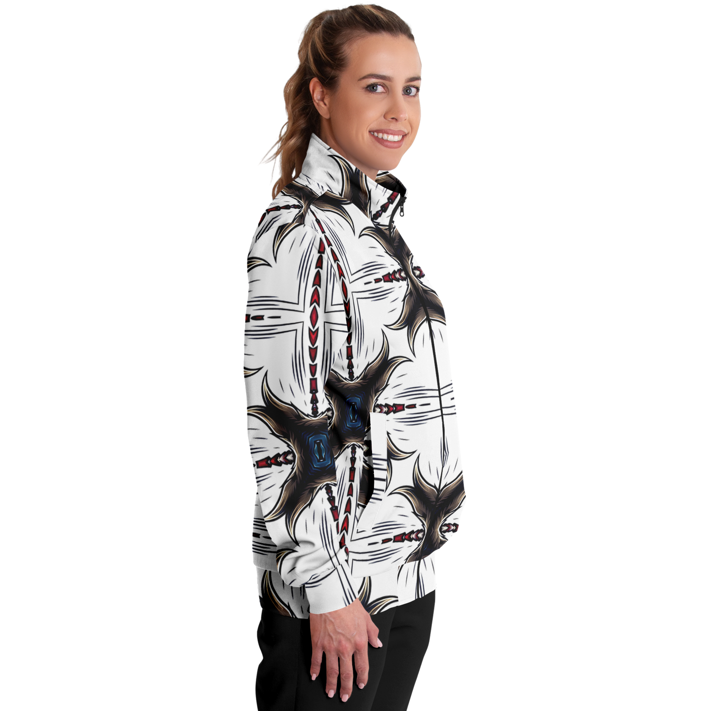 Women's Abstract Symmetry Pattern Polyester Track Jacket