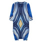 Women's Blue Wave Pattern All Over Print Oversized T- Shirt Loungewear