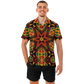 Men's African Kente Geometric Star Pattern All-Over Print Spread Collar Short Sleeve Button-Down Shirt