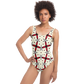 Women's Red & Black Geometric Pattern One-Piece Swimsuit