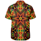 Men's African Kente Geometric Star Pattern All-Over Print Spread Collar Short Sleeve Button-Down Shirt