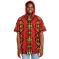 Men's Red Bold Tribal All-Over Print Hooded Baseball Jersey