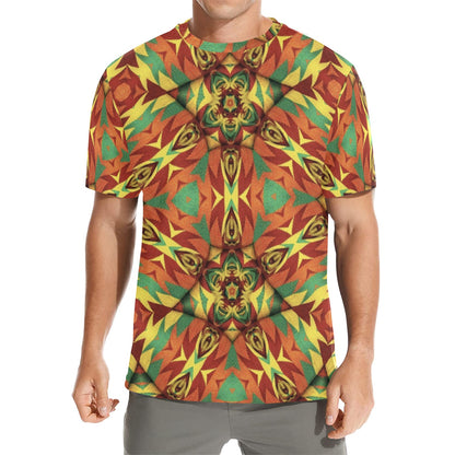 Men's Bold Tribal Kaleidoscope Pattern All Over Print All Over Print Crew Neck T-Shirt
