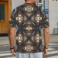 Men's Geometric Kaleidoscope Brown Pattern All Over Print All Over Print Ribbed Collar T-Shirt