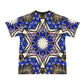Men's Kaleidoscope Star Pattern All-Over Print Cut & Sew Ribbed Collar T-Shirt