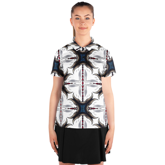 Women's Abstract Symmetry Pattern Polyester Polo Shirt